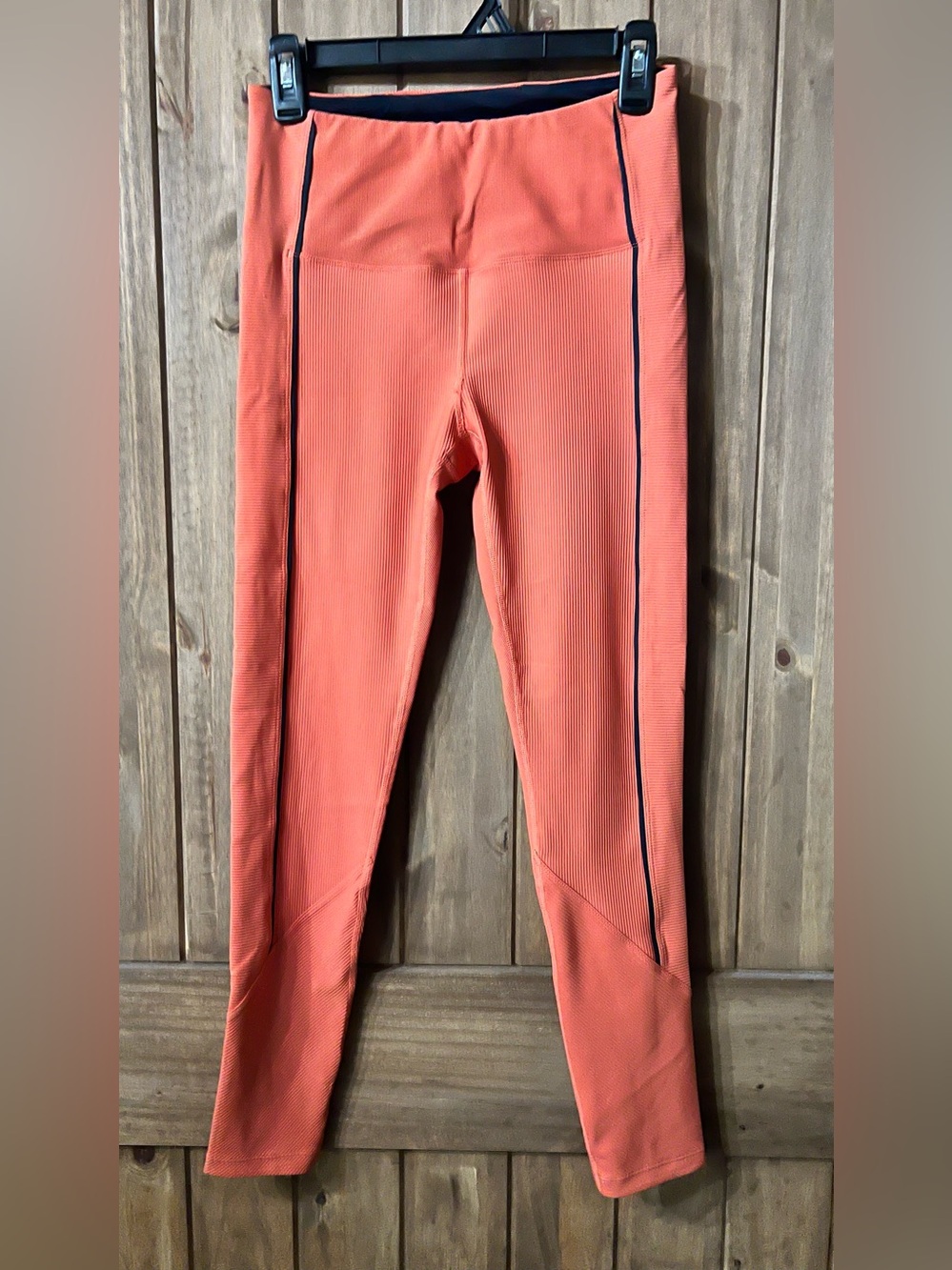 Zyia orange Active Leggings and bra workout set with Contrast Trim